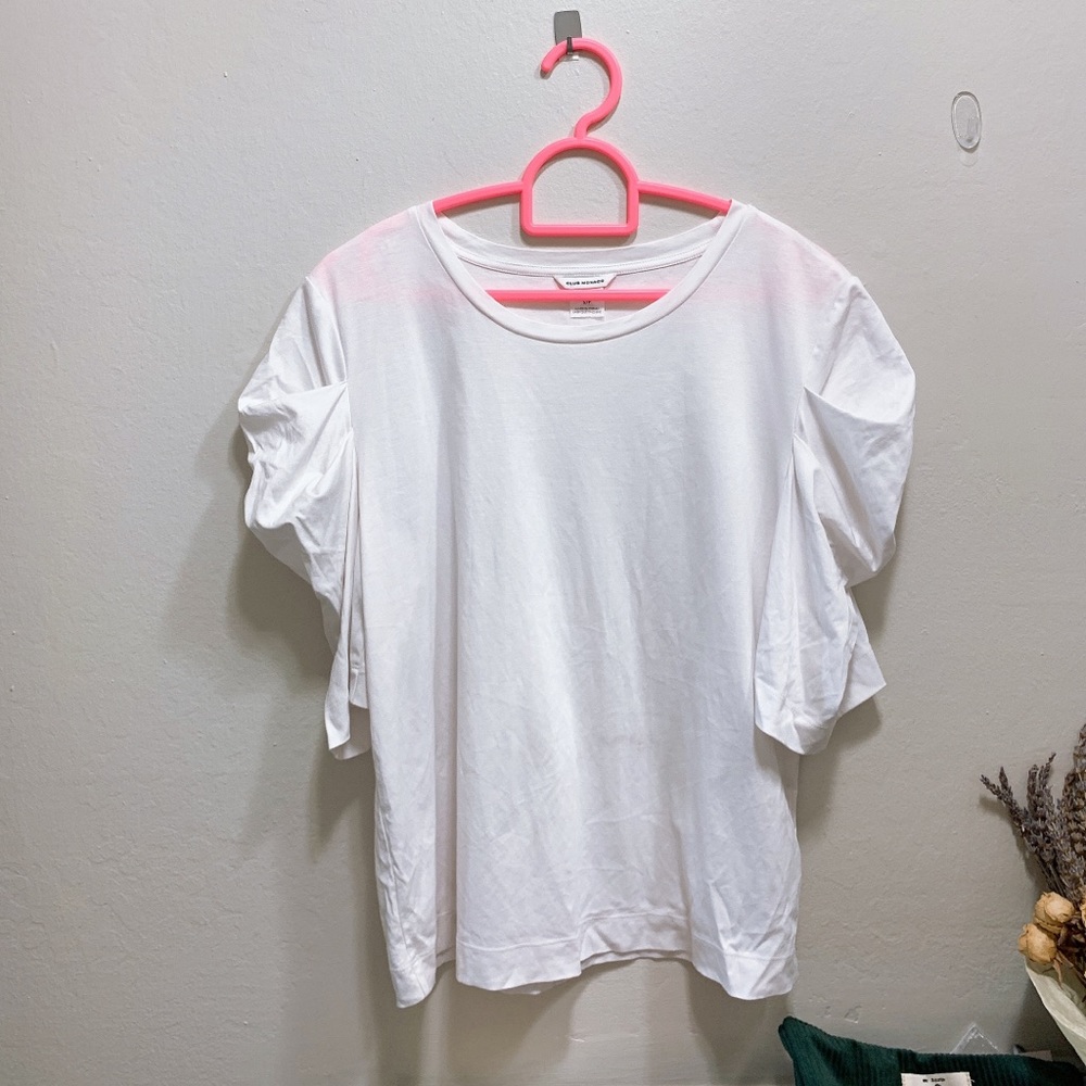 Club Monaco white puff sleeve top